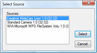 Select TWAIN or WIA device