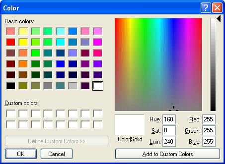 Colour selection window