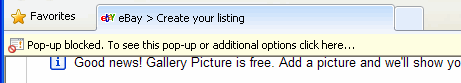 Internet Explorer blocks Ebay preview
