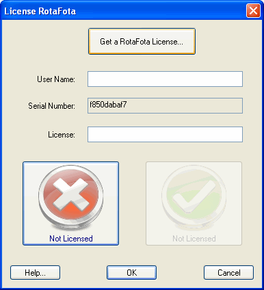 RotaFota License dialog