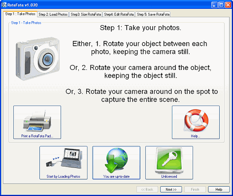 RotaFota screenshot of Step 1 - Take Photos
